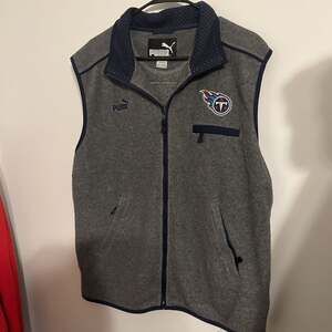 Vintage 90s Puma NFL Tennessee Titans Fleece Full-Zip Vest Gray Size M